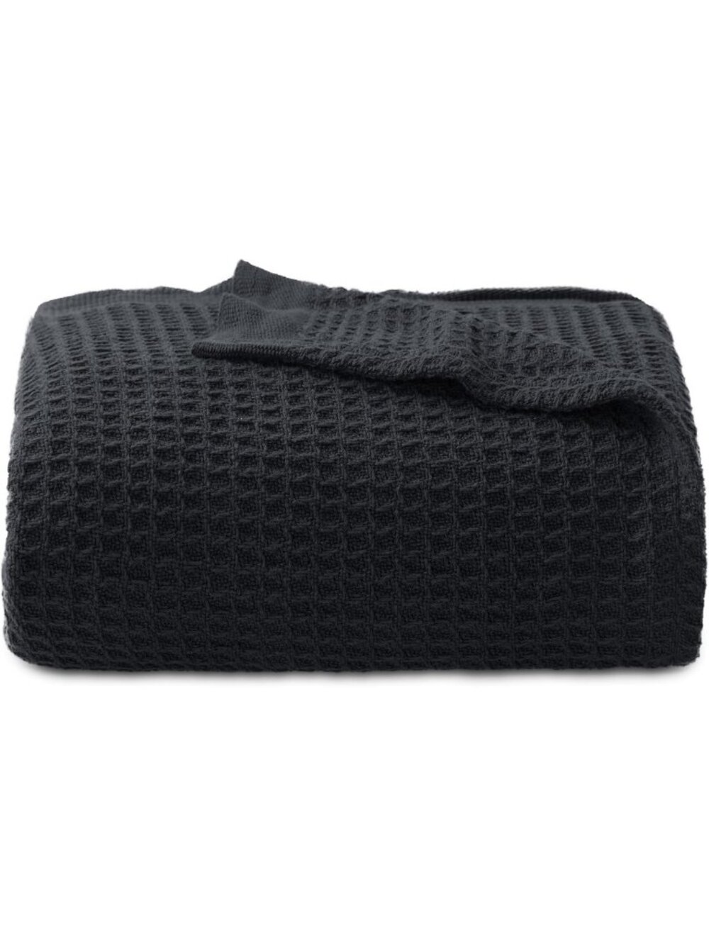 Cozy 100% Cotton Twin XL Blanket, Waffle Weave, Soft Black, 66"x90" - Perfect